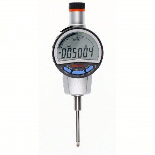 Mitutoyo 543-702B Digital Indicator 0 in to 0.5 in Range, IP42, ±0.0001 in Accuracy, Cable Data Output, Case