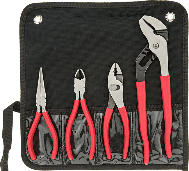 McMaster 5451A1 Red High-Visibility Pliers Set 4 Pieces