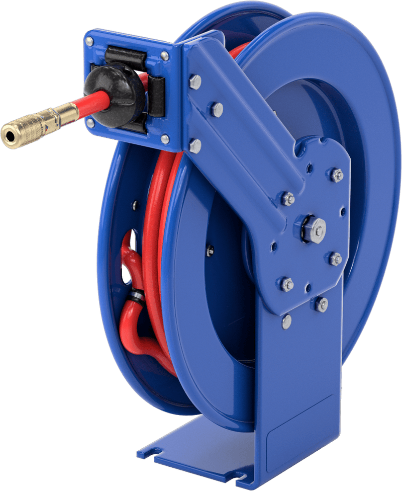 McMaster 5476K111 Air Hose Reel, Red, with Brass 1/4 Quick-Disconnect Socket x 3/8 NPT Fittings, 35 Feet Long