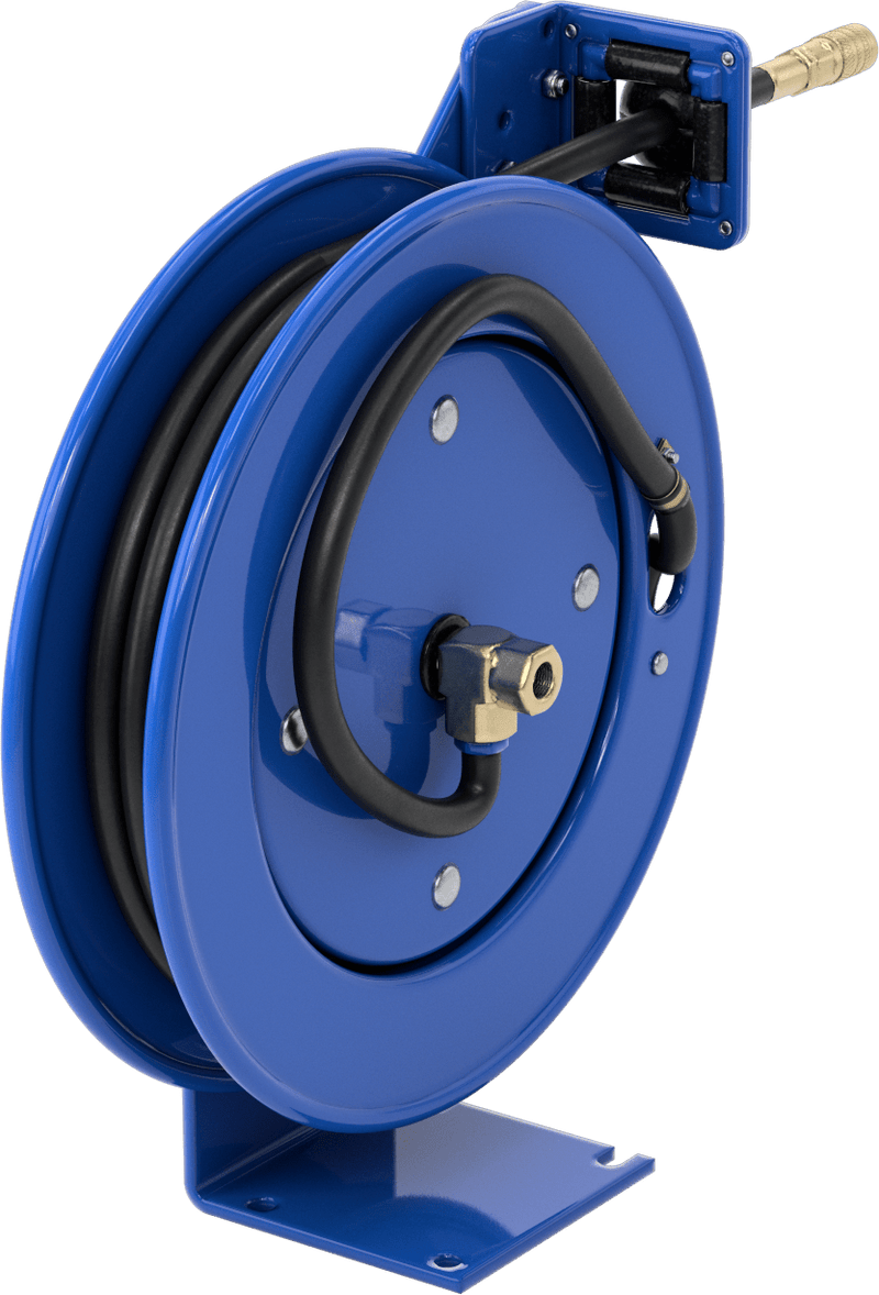 McMaster 5476K112 Air Hose Reel, Black, with Brass 1/4 Quick-Disconnect Socket x 3/8 NPT Fittings, 35 Feet Long
