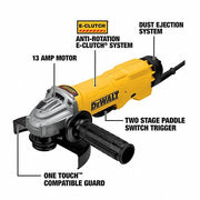 Dewalt DWE43144 Angle Grinder 13 A, 9,000 RPM Max. Speed, Paddle, 6 in Wheel Dia, 120V AC