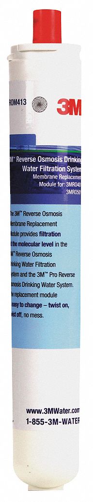 3M 3MROM413 Quick-Connect Water Filter, 5 micron, 11 gpd, 11 gal, 14 7/8 in Overall Ht, 3 1/4 in Overall Dia