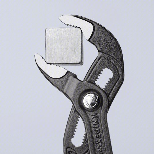Knipex 87 02 250 SBA Water Pump Plier V, Push Button, 2 in Max Jaw Opening, 10 in Overall Lg, 25 Jaw Positions, Serrated