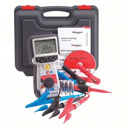Megger MIT2500 Insulation Tester 10 gigohm to 200 gigohm, CAT IV 600V, Battery, Digital, LCD, 2 Digits