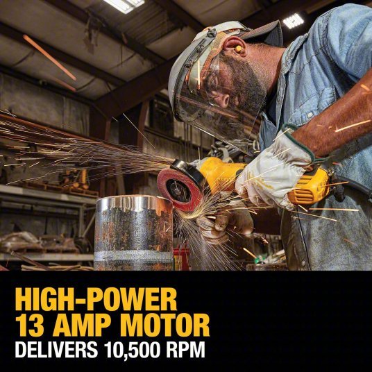 DeWalt DWE43214N Angle Grinder 13A, 10,500 RPM Max. Speed, Paddle, 5 in Wheel Dia