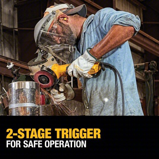 DeWalt DWE43214N Angle Grinder 13A, 10,500 RPM Max. Speed, Paddle, 5 in Wheel Dia