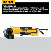 DeWalt DWE43214N Angle Grinder 13A, 10,500 RPM Max. Speed, Paddle, 5 in Wheel Dia