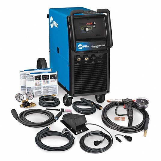 Miller 951684 TIG Welder Syncrowave 210, AC/DC, Stick/TIG Pack w/Foot Control, 150 A/210 A