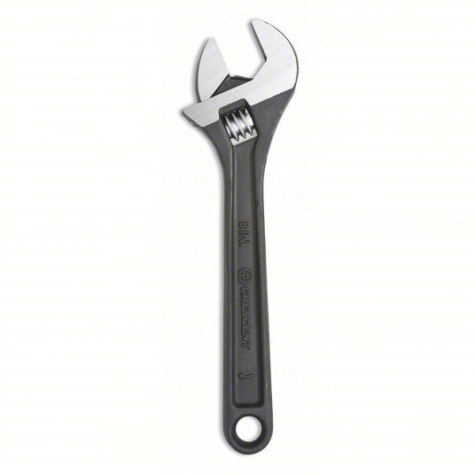 Crescent AT28VS Adjustable Wrench Alloy Steel, Black Oxide, 8 in Overall Lg, 1 1/8 in Jaw Capacity