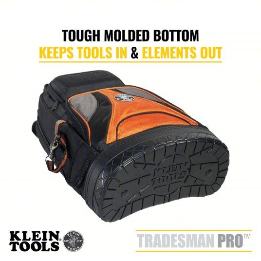 Klein 55421BP-14 Tool Backpack 4 Outside Pockets, 35 Inside Pockets, 14 1/2 in Overall Wd, Black
