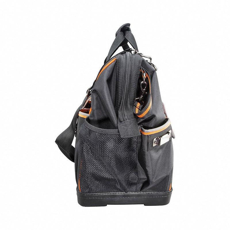Klein 55469 Tool Bag 17 1/2 in W x 10 in D x 16 in H, Black, Polyester, 42 Pockets, Polyester