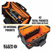 Klein 55469 Tool Bag 17 1/2 in W x 10 in D x 16 in H, Black, Polyester, 42 Pockets, Polyester