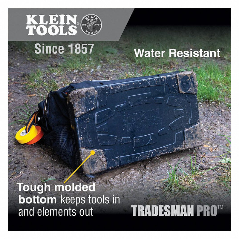 Klein 55469 Tool Bag 17 1/2 in W x 10 in D x 16 in H, Black, Polyester, 42 Pockets, Polyester