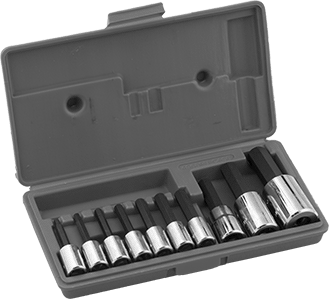 McMaster 55595A49 Hex Bit Socket Set 3/8" and 1/2" Square Drive, 10 Pieces, Inches