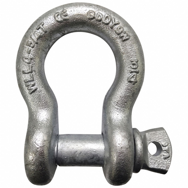Approved Vendor 55AY10 Anchor Shackle, Anchor Shackle, 9,500 lb Working Load Limit, Carbon Steel, Silver