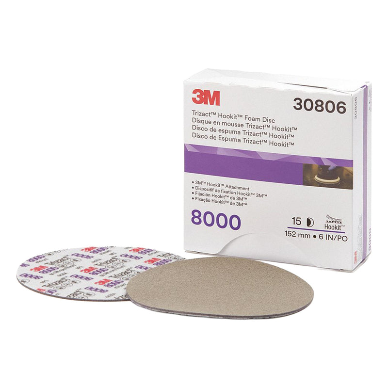 3M 30806 Polishing Pad, Disc, Hook-and-Loop, Silicon Carbide, 6 in Outside Dia, Gray, 1/4 in Thick, Smooth
