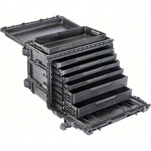 Pelican 004500-0610-110 Rolling Tool Box 16 in Overall Wd, 25 in Overall Dp, 19 in Overall Ht, Black