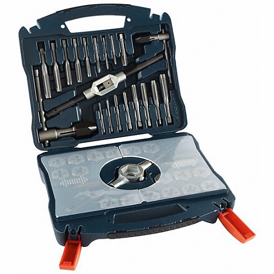 Bosch BTD40MS Tap and Die Set 40 Pieces, M3x0.5 Min. Tap Thread Size, M12x1.75 Max. Tap Thread Size, Hex