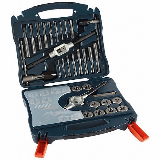 Bosch BTD40MS Tap and Die Set 40 Pieces, M3x0.5 Min. Tap Thread Size, M12x1.75 Max. Tap Thread Size, Hex