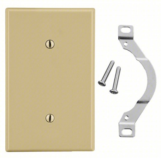 Hubbell P14I Blank Strap Mount Wall Plate Blank, Plastic, Ivory, 0 Outlet Openings, 0 Switch Openings