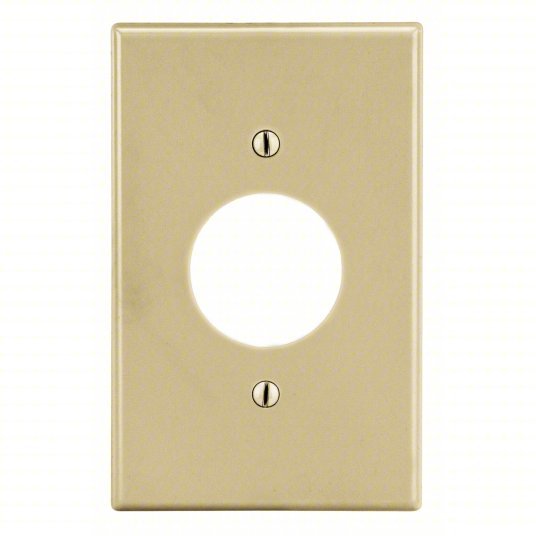 Hubbell P7I Single Receptacle Wall Plate Single Circular Opening, Plastic, Ivory, 1 Outlet Openings