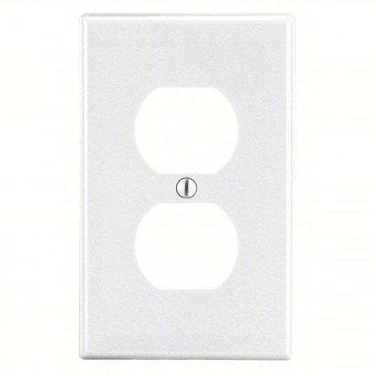 Hubbell P8W Duplex Receptacle Wall Plate Duplex Outlet, Plastic, White, 1 Outlet Openings, 0 Switch Openings