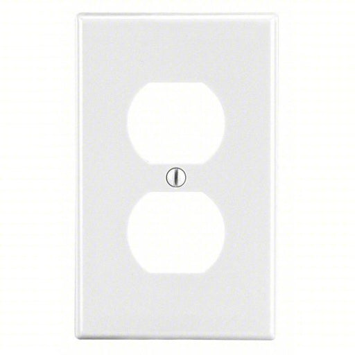 Hubbell P8W Duplex Receptacle Wall Plate Duplex Outlet, Plastic, White, 1 Outlet Openings, 0 Switch Openings