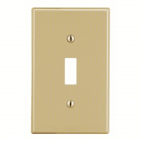 Hubbell P1I Toggle Switch Wall Plate Toggle, Plastic, Ivory, 0 Outlet Openings, 1 Switch Openings