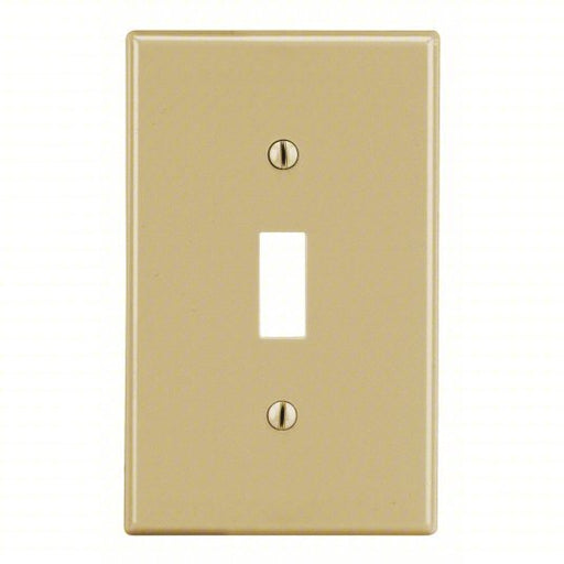 Hubbell P1I Toggle Switch Wall Plate Toggle, Plastic, Ivory, 0 Outlet Openings, 1 Switch Openings