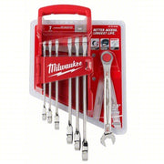 Milwaukee 48-22-9406 Ratcheting Combination Wrench Set, SAE, 3/8 in to 3/4 in Head Sizes, 12 Points, 7-Piece