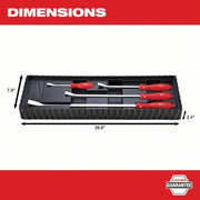 Milwaukee 48-22-9214 Pry Bar Set Wedge End, 8,12,18,24 in Overall Lg, 1/2 in,3/4 in,1 1/4 in Bar Wd, 4 Pieces