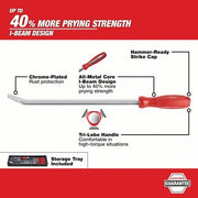 Milwaukee 48-22-9214 Pry Bar Set Wedge End, 8,12,18,24 in Overall Lg, 1/2 in,3/4 in,1 1/4 in Bar Wd, 4 Pieces