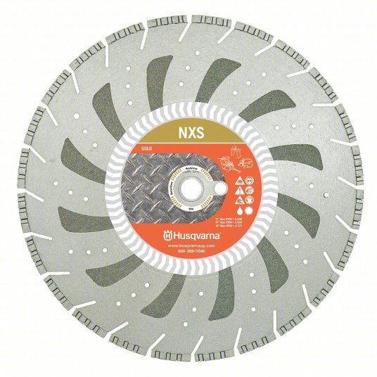 Husqvarna NXS-16 Diamond Saw Blade 16 in Blade Dia., 1 in Arbor Size, Wet/Dry, For Power Cutters, Better