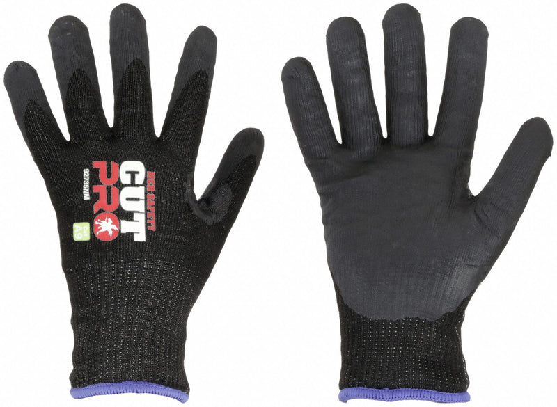 MCR Safety 92735NM Cut-Resistant Gloves, M (8), ANSI Cut Level A9, HyperMax Knit, Nitrile Dipped Palm, 15 ga, Black, 12 PK
