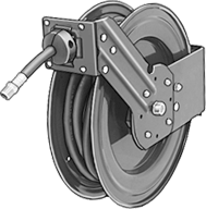 McMaster 5618T21 Reel with Lightweight Air Hose with Fittings, Blue, 6" × 6" Base, 1/2 × 1/2 NPT, 3/4" OD, 25 Feet Long