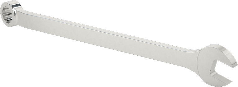 McMaster 56255A33 Polished Chrome-Plated Combination Wrench, with 12-Point Openings, 1/2" Size, 8" Overall Length