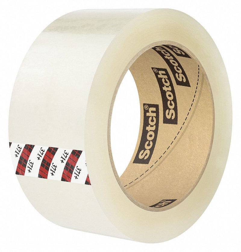 3M 371+ Scotch Carton Sealing Tape, 2.1 mil Tape Thick, 3 in x 1640 yd, 4 PK