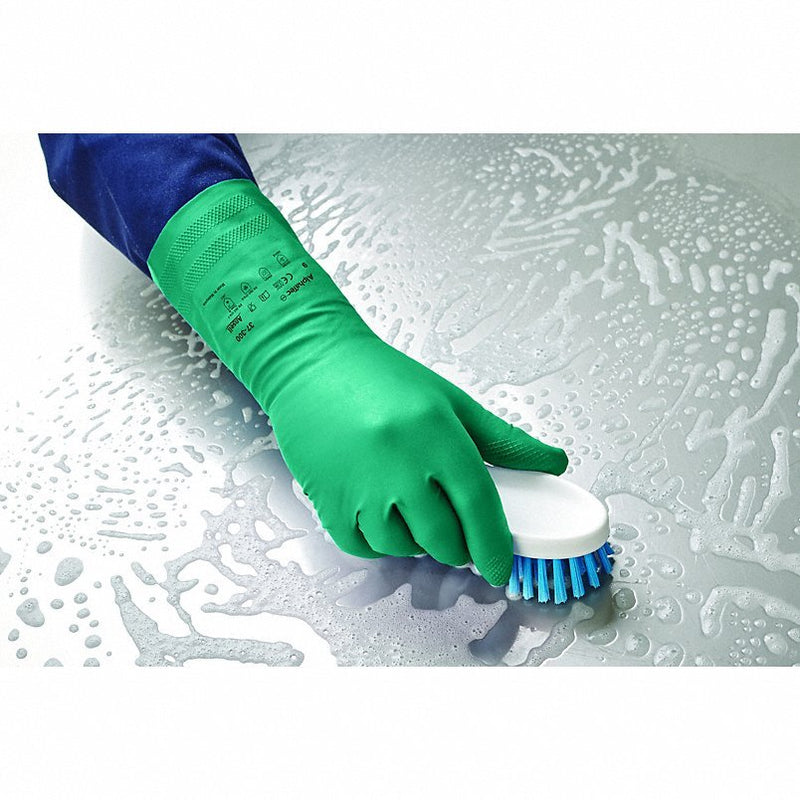 Alphatec 37-300 Chemical Resistant Gloves 0.2 mm Glove Thick, 310 mm Glove Lg, 11 Glove Size, Green, 1 PR