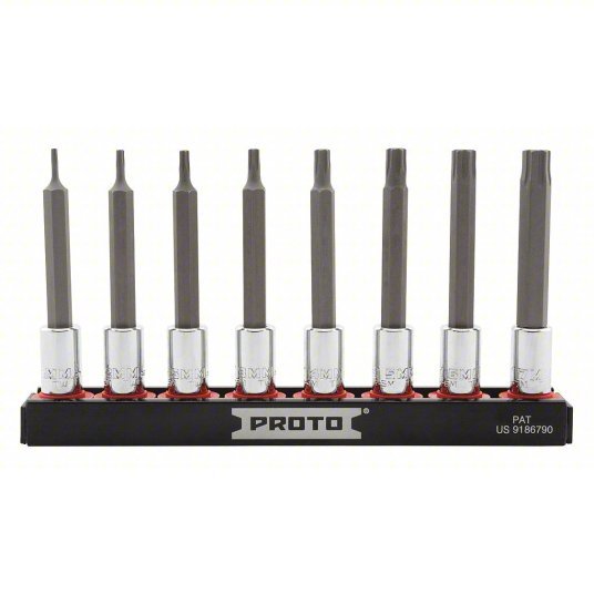 Proto J7440R8MM Socket Bit Set 1/4 in Drive Size, 10 Pieces, 1.5 mm to 7 mm Range of Tip Sizes, Metric