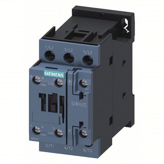 Siemens 3RT20251AG20 IEC Power Contactor Non-Reversing, 3 Poles, 17 A, 110V AC Coil, 1NO/1NC, S0 Frame Size
