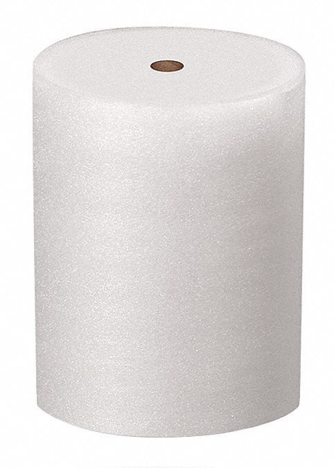 RW56KZ27 Packing Foam Roll, 3/32 in Thk, 48 in Wd, 750 ft Lg, White, Perforated