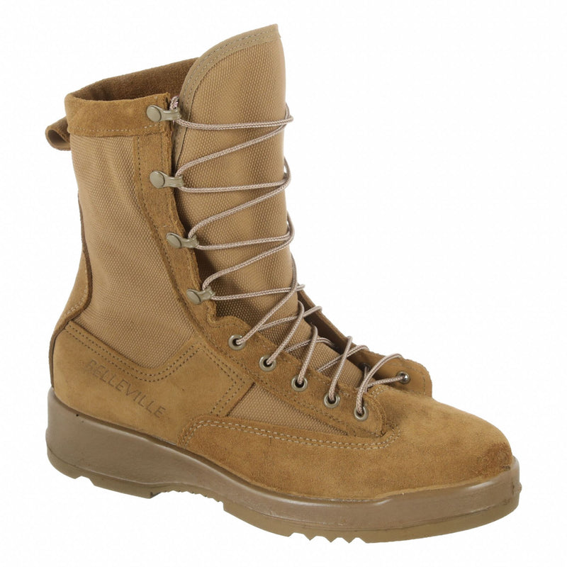 Belleville 330 COY ST 5R Men's Military/Tactical Boot, Coyote Brown, 8 in Boot Height, Leather, Steel Toe, Electrical Hazard Rated, Front Lace
