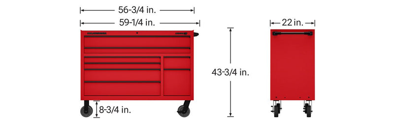 Redwood US General RW58714 56 in. x 22 in. Roll Cab, Series 3, Red