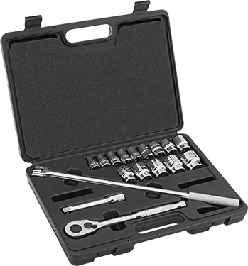 McMaster 5880A22 Economy 12-Point Socket Set, 1/2" Square Drive, 17 Pieces