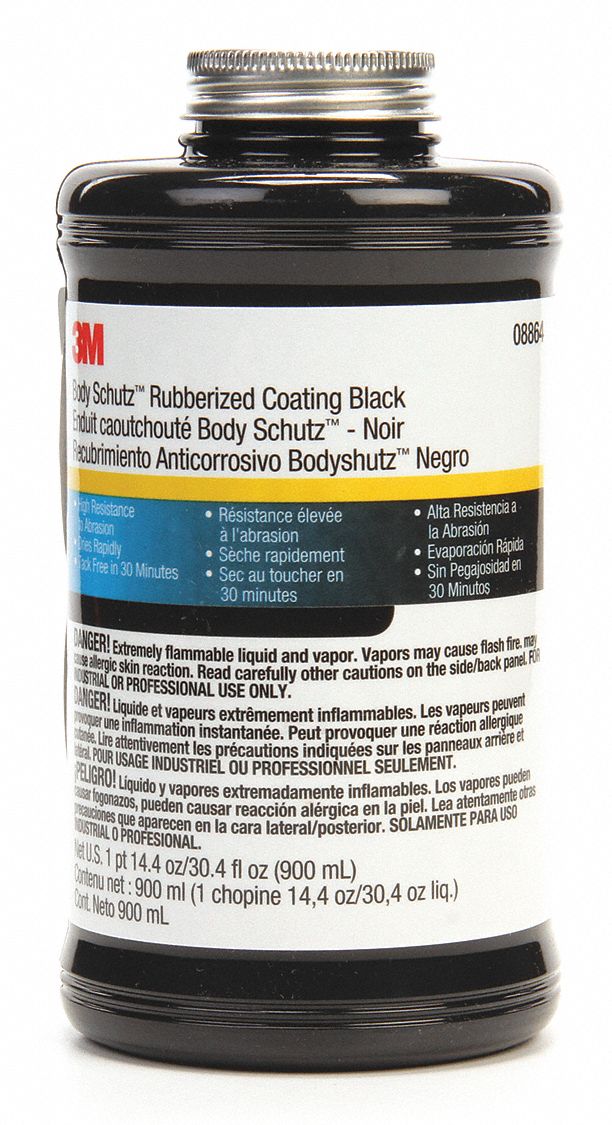 3M 08864 Rubberized Coating, Black, 1 qt, PK6