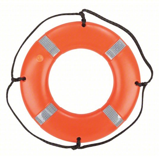 Kent Safety 152200-200-024-13 Ring Buoy, Orange, Polyethylene, USCG Approved, 24 in Dia