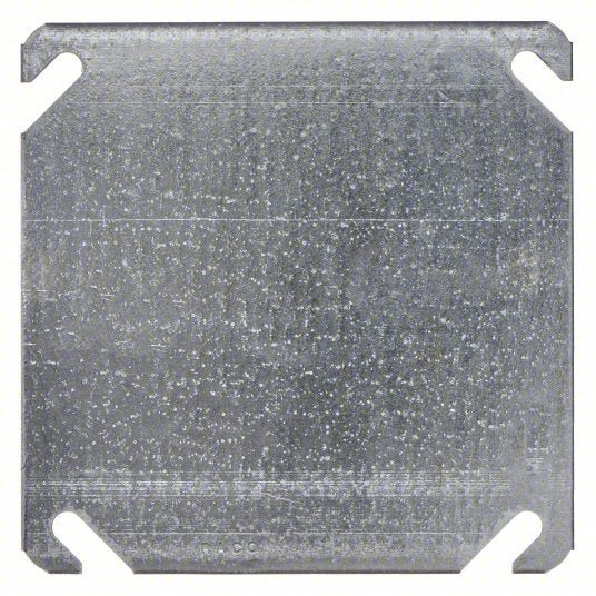 Raco 752 Electrical Box Cover, Square, 2 Gang, Galvanized Zinc, Blank Cover, 1/8 in D, 4-1/8 in W, 4-1/8 in L PK50