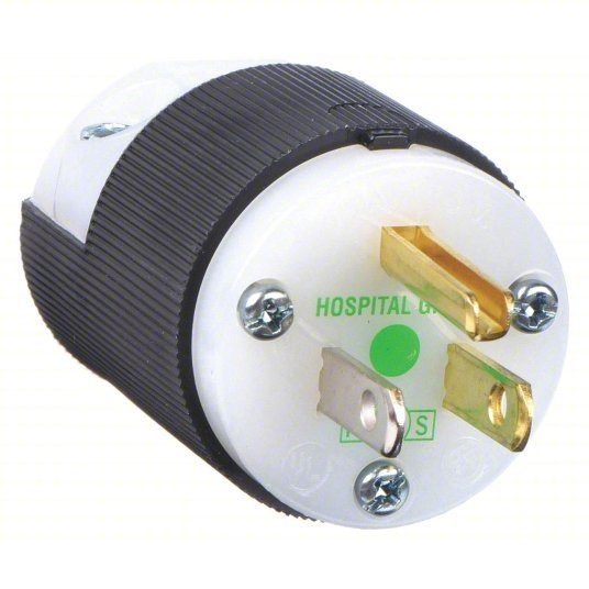 Hubbell HBL8215C Straight Blade Plug 5-15P, 15 A, 125V AC, Black/White, 2 Poles, Screw Terminals