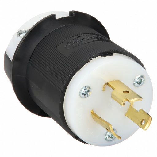 Hubbell HBL2321 Locking Plug, L6-20P, Black/White, 250V AC, 20 A, 2 Pole, 3 Blade