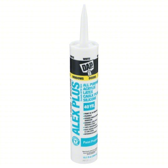 DAP 18152 Silicone Caulk Alex Plus, White, 10 oz Container Size, Cartridge